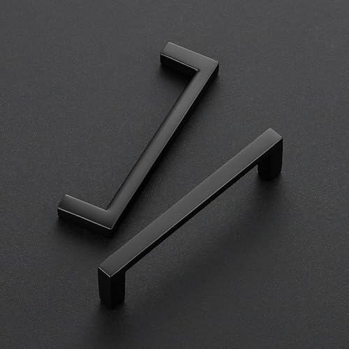 Image of Ravinte 20 Pack Matte Black Cabinet Pulls, 3-3 /4 Inch (96mm) Hole Center Slim Kitchen Handles, Square Drawer Pulls for Cabinets & Cupboards, Hardware