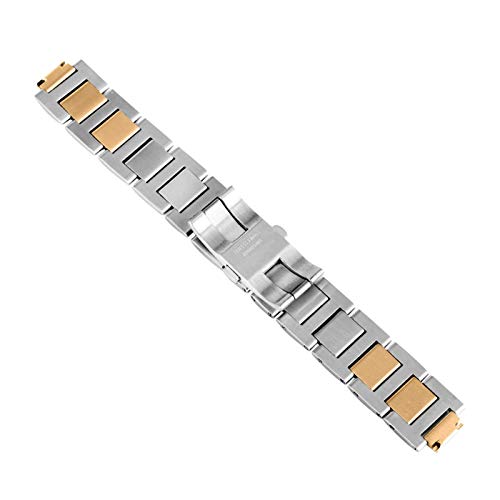 Sangle de montre en acier inoxydable bicolore silver gold avec boucle deployante cachee - 5