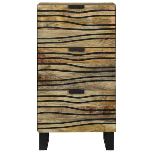 Aparador rustico de madera maciza de mango de 40 cm con 3 cajones 5