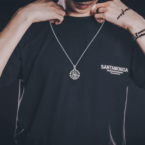 Poseidon Necklace for Men 925 Sterling Silver Poseidon Trident Pendant Necklace Amulet Medal Pendant Trident Protection Jewelry Gifts for Men Women3