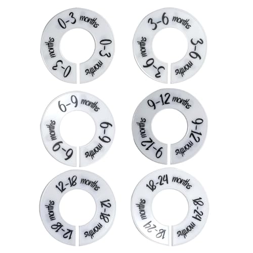 Image of YHOLSDAS Baby Closet Dividers, Unisex Baby Closet Organizer for Nursery Baby Clothes Size Age, Baby Closet Dividers Fits 1.5"" Rod, White Baby Closet Dividers for Clothing Racks, YH-24-BCD