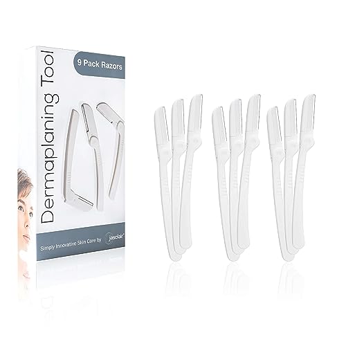 Dermaplaning Tool (9 unidades) - Prácticas máquinas depiladoras de cejas y rasuradoras faciales para mujer - Ayuda a exfoliar y suavizar la piel - Incluye un Ebook con instrucciones de uso