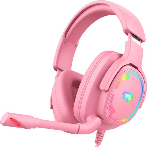 Jimonyer Gaming Headset with Microphone, 7.1 Surround Sound and Noise Canceling Over Ear Headphones...