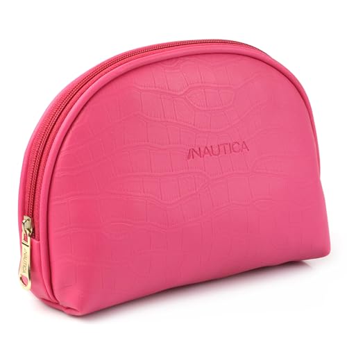 Image of Nautica Multipurpose Unisex Cosmetic Pouch | Utility Pouch | Travel Pouch for Accessories | Makeup Kit | Toiletry Bag for Men & Women, Pink