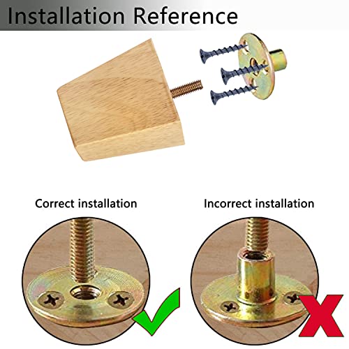 Maricome 3 Inch Furniture Legs Replacement Sofa Couch Feet Set Of 4 Square Tapered Solid Wood Heavy Duty Support thumb #5