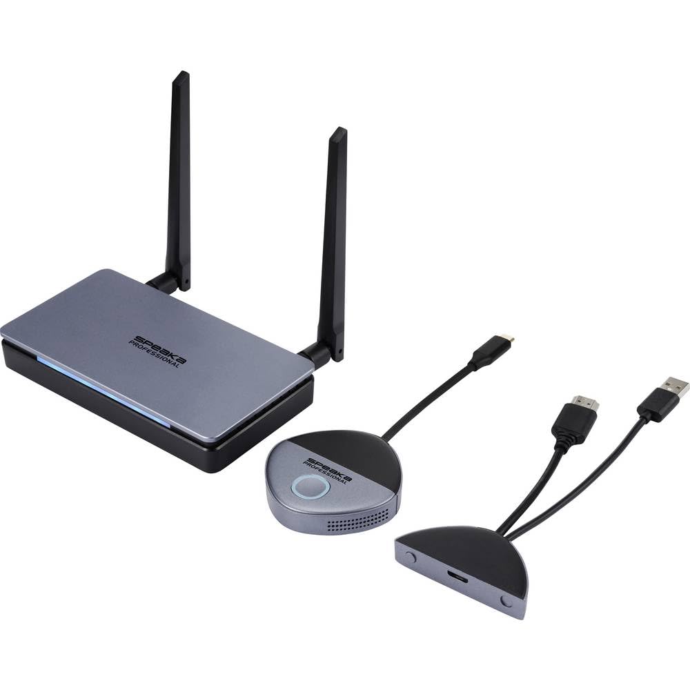 SpeaKa Professional SP-TR-500 Drahtloses Full HD Präsentationssystem 30 m 5 GHz, 2.4 GHz 1920 x 1080 Pixel Sichere Funk