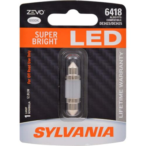 SYLVANIA - 6418 36mm ZEVO LED Festoon White Bulb - Bright LED Bulb, Ideal for Interior Lighting - Map, Dome, Trunk, Cargo and License Plate (Contains 1 Bulb)