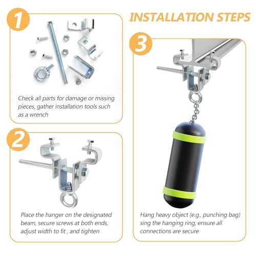 2 Stück Verstellbare Stahlträger Befestigung, Kranhaken, Trägerklemme für Schwere Säcke Hält 204KG - Einstellbar von 65 mm bis 225 mm, für Vielseitige Anwendungen - Robust und Einfach zu Bedienen
