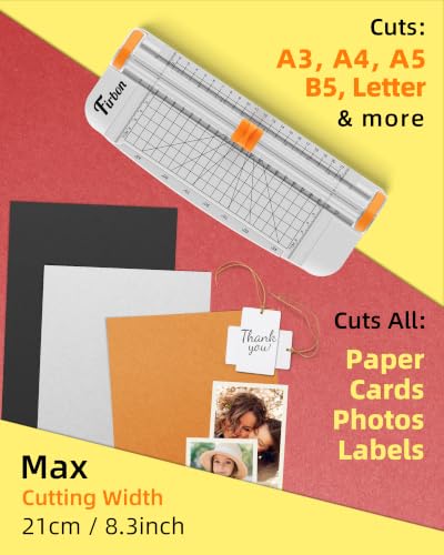 Image of Firbon A5 Paper Cutter, Small Straight Paper Trimmer with Side Ruler