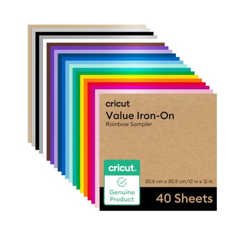Image of Cricut Value Iron-On, Rainbow Sampler - 12 in x 12 in (40 ct) | HTV Heat Transfer Vinyl