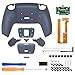 eXtremeRate Sterling Silver Rubberized Grip Programable Rise Remap Kit for PS5 Controller BDM-030 040 050 Models, Upgrade Board & Redesigned Back Shell & Back Buttons for PS5 Controller