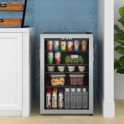 Image of KoolMore 20 Inch Beverage Refrigerator, 4.5 Cu. Ft. Fridge Cooler, 120 Can Glass Door Drink Fridge for Dorm, Bedroom, Office, Bar, Retail Display, ETL Listed