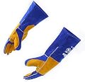 RAPICCA Welding Gloves Fire Heat Resistant: Blue 16IN 932? - Fireproof Leather For Stick Mig Flux-Core Welder Forge Blacksmith Fireplace Wood Stove Fire Pit Grill Oven Furnace Handling Dry Ice