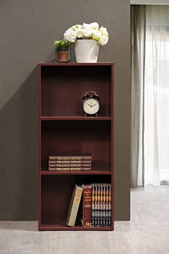 Hodedah 3-Shelf Bookcase In Mahogany #TOP1