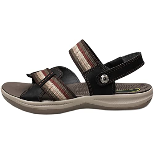 Men's Beach Sandals Leather Sandals for Men Outdoor Walking Sandals Comfortable Shoes(D,45 Code)2