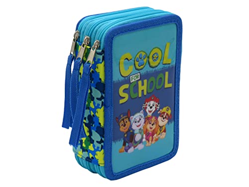 CYPBRANDS Paw Patrol- Estuche con Cremallera, Plumier de 3 Pisos, Material Escolar, Estuche con Material Incluido, Color Azul, Producto Oficial (CyP Brands), Ep-343-pw