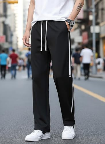 Image of Mack Jonney Men's Striped Track Pants | Side Stripe Design | Regular Fit | Casual & Athleisure Wear |Pack of 1-MMJ-110