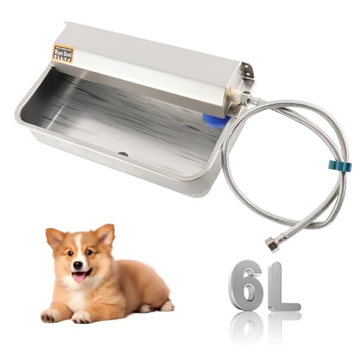 Hanured® Bebedero Automático de Acero Inoxidable, con tubo de agua de 1m, para Caballos Ganado Vacuno Cabras Perros Gallinas, 6L