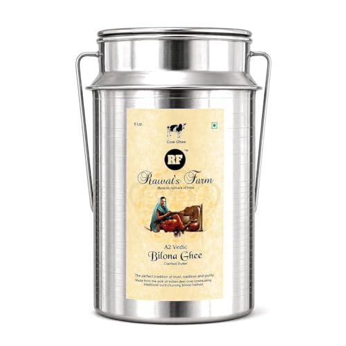 Image of Rawat's Farm A2 Vedic Bilona Cow Ghee 5000 ml Steel Dolchi | Curd Churned Bilona Ghee | Government Laboratory Passed | 100% Natural | Immunity Booster | Good for Heart |