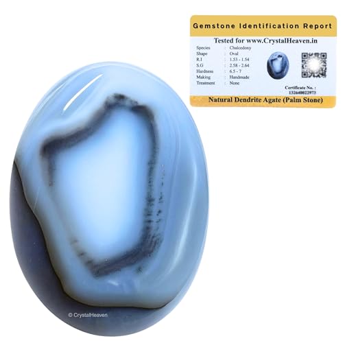 Image of Crystal Heaven Certified Dendrite Agate Crystal Palm Pebbles Stones For Anxiety Stress Relief Massage-Aaa Grade Original Healing Gemstone Agate Palm Stone For Yoga Meditation Spiritual Reiki Feng Shui