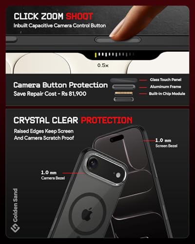 Image of Golden Sand Aura MagSnap Series Transparent Back Cover for iPhone 17 Air 5G | Ultra-Clear Glass Feel | Military Grade Protective Case, Camera Protection (Space Black)