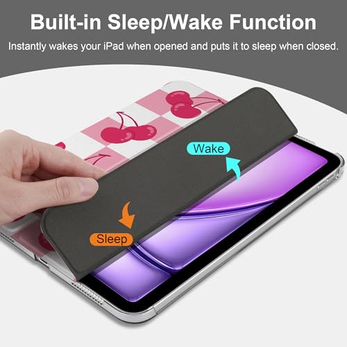 DONGKE for iPad Air 11-inch M4 2026 M3 2025 M2 2024, iPad Air 5th 2022 / 4th Gen 2020 10.9-inch, Slim Foldable Stand Hard PC Translucent Back Shell Smart Cover - [Auto Wake/Sleep] - Pink Checker by DONGKE - Used condition - Image 4