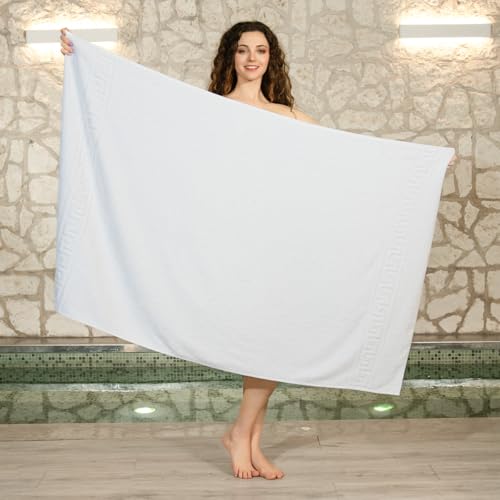 Miniatura 4 de Nice Homeit Juego De 2 Toallas De Baño Grandes 100 X 150 Cm Extra Large Toalla De Baño 100 Algodón Hilado En Anillo Extra Suave Y Absorbente Made In Italy Blanco