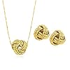 Ross-Simons Italian 14kt Yellow Gold Love Knot Jewelry Set: Necklace and Stud Earrings. 20 inches