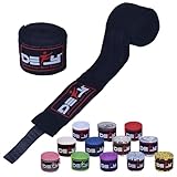 DEFY Professional 180 Inch Hand Wraps for Boxing Muay Thai MMA Elastic Bandages for Men & Women -Pair (Black)