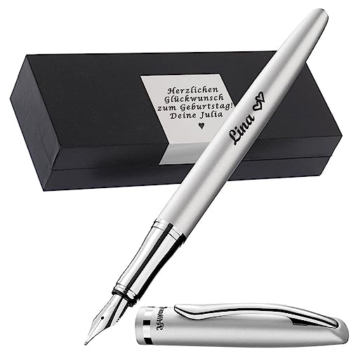 Pelikan - Füllhalter mit Gravur als Geschenk & Symbol mit Gravur auf Geschenkverpackung Füllhalter P36 Jazz Elegance Silber PS60