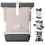 Johnny Urban Rucksack Damen & Herren Beige - Allen Medium - Rolltop Mit Laptopfach für Uni Fahrrad Business - 15L - Nachhaltig - Wasserabweisend