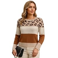 Blusa Feminina Tricot Manga Longa Onça Inverno Casual Básica (BR, Alfa, Único, Regular, Bege)