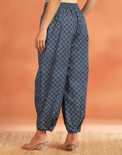 Salwar coton indigo géométrique pour vos journées d'été décontractées - 4