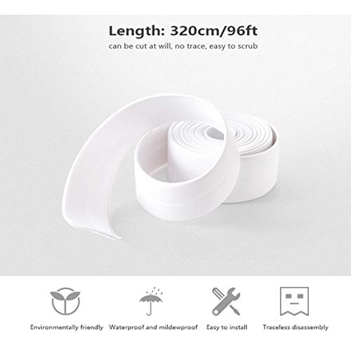 image for BJLFS Caulk Strip, PVC Sealing Tape, Self Adhesive Caulking Roll, Wate