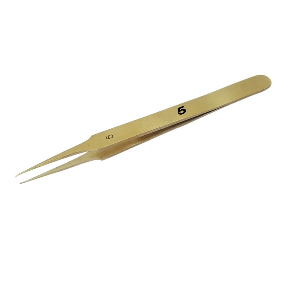 Luxuro Tweezer Brass Nos. 5, Length 120 mm For Gadget Repairing, Hobby, Craft, Jewellery Making, Watch repair Work & Personal Care-image-11