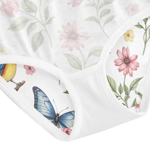 Colorful Watercolor Flowers Kids Underwear, Toddler Panties, Girls Cotton Underwear, 2–8 Years4