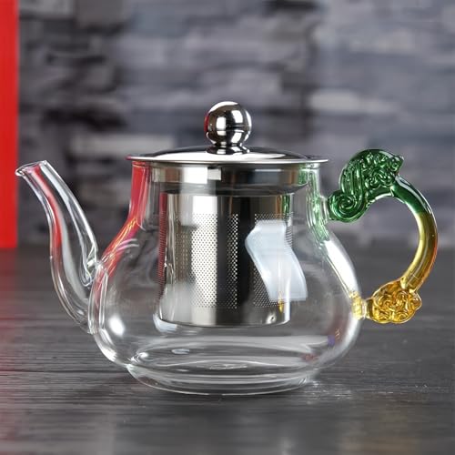 KazeSo �K���X���ϔM�e�B�[�|�b�g ���z�E�P�C�_�K���X �ƒ�p�E�I�t�B�X�p �X�e�����X���t�B���^�[�t�� �����|�b�g �Ԓ��E�H�v���p �d�C����F�Ή� (400ML,�ΐF�̎����) [���s�A���i]