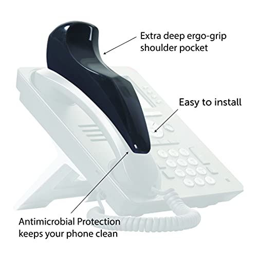 Softalk II Antibacterial Phone Shoulder Rest, Landline Office Telephone Accessory with Nonslip Ergo-Grip Cushion and Self-Adhesive Tape Attachment, Charcoal