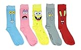 Hyp Spongebob Squarepants Characters Men's Crew Socks 5 Pair Pack