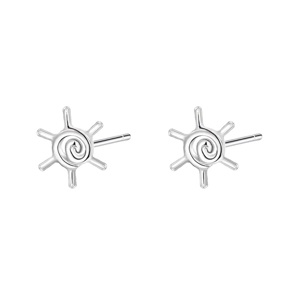 Cute Tiny Sun 925 Sterling Silver Small Stud Earrings for Women Men Minimalist Cartilage Tragus Piercings Studs Hypoallergenic Fashion Jewelry Gifts