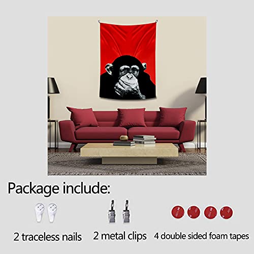 Tucocoo Banksy Pop Art Tapestry Thinking Gorilla Monkey Tapestry Graffiti Monkey Tapestry Bansky Wall Hanging For Children Adults Art Bedroom Dorm Living Room Decoration (40X60Inch) #TOP5
