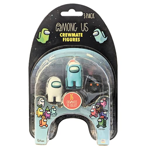 Image of Among Us White Blue and Black Crewmate Figures 3-Pack