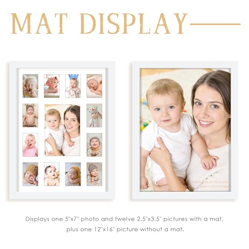 Image of DUENPY 12x16 Baby First Year Photo Frame White