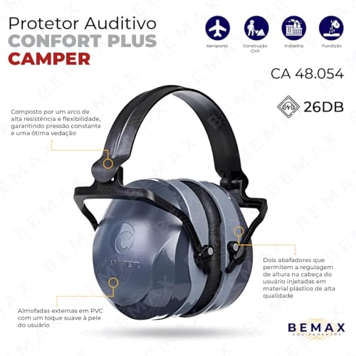 Generic Protetor Auricular Abafador Concha Confort Plus 26dB Camper