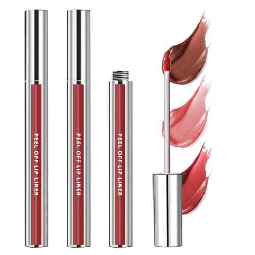 Peel Off Lip Liner Stain – 3 Colores Duraderos, Resistente a Manchas, Transferencias y Besos, Maquillaje Vegano para Labios – Regalo para Ella.