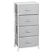 mDesign Tall Dresser Storage Tower Stand with 4 Removable Fabric Drawers - Steel Frame, Wood Top Organizer for Bedroom, Entryway, Closet - Lido Collection - Gray