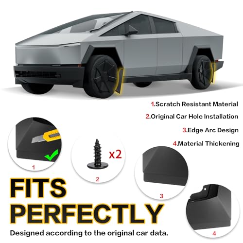 Image of PSLER Fit for Cybertruck 2023 2024 2025 Mud Flaps Set of 4PCS Mud Guard Kit Splash Guards Mudguards Mudflaps with Hardware Kits Accessory Front and Rear for 2023-2025 Cybertruck Accessories