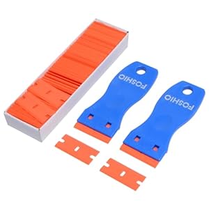 FOSHIO Kunststoff Schaber Set mit 100 Klingen Blau