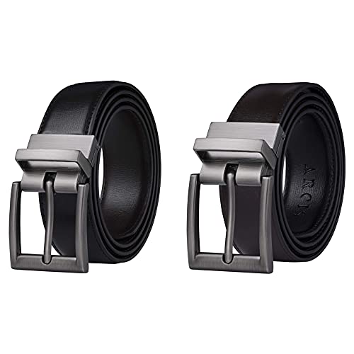 Reversible Belts for Men, Black and Brown - Cowhide Minimalist Belt for Work or Everyday