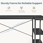 DUMOS L Shaped Desk 47 Inch Computer Desk Gaming Furniture Corner Desks Home Office PC Table with Reversible Storage Shelves for Writing Working Study Bedroom Dorm, Black - Image 4